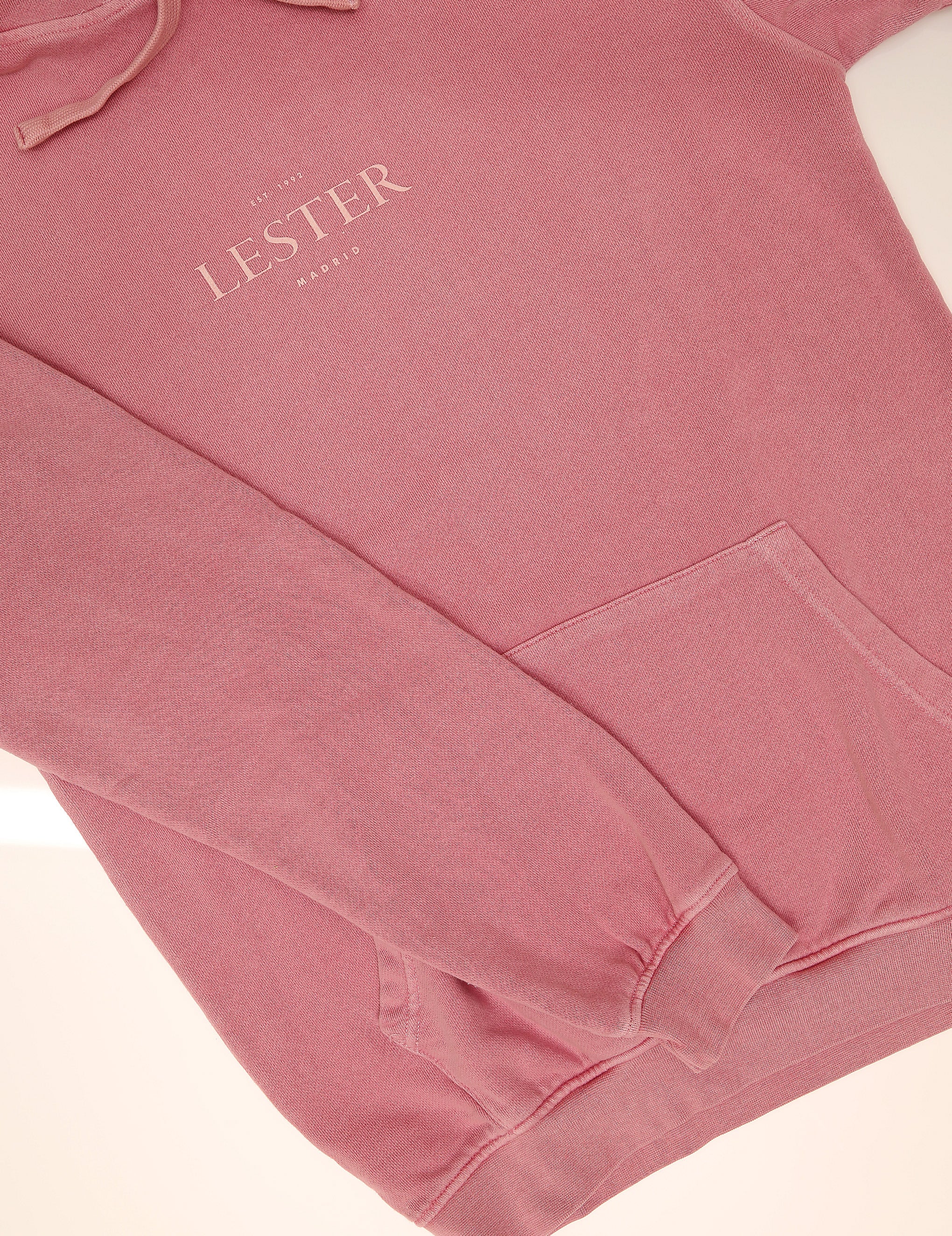 Sudadera lavada capucha Rosa
