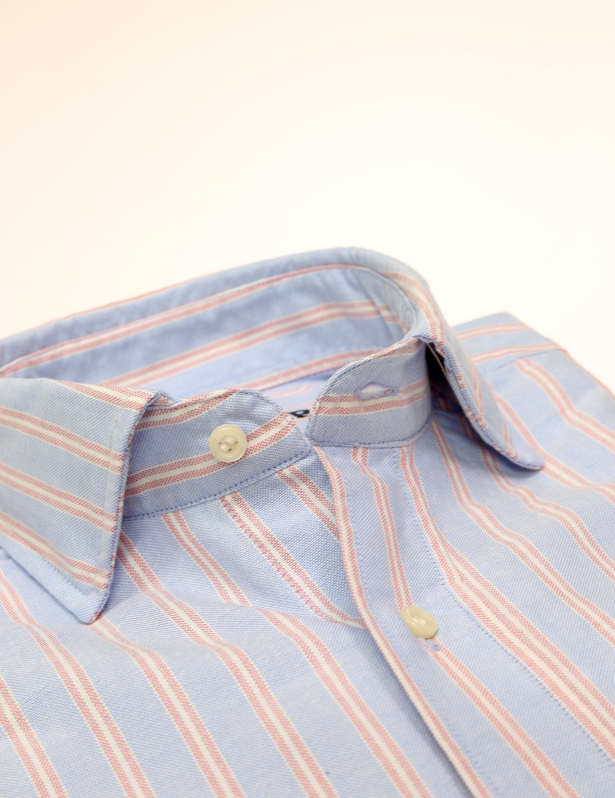 Camisa sport oxford dos rayas Azul/rosa
