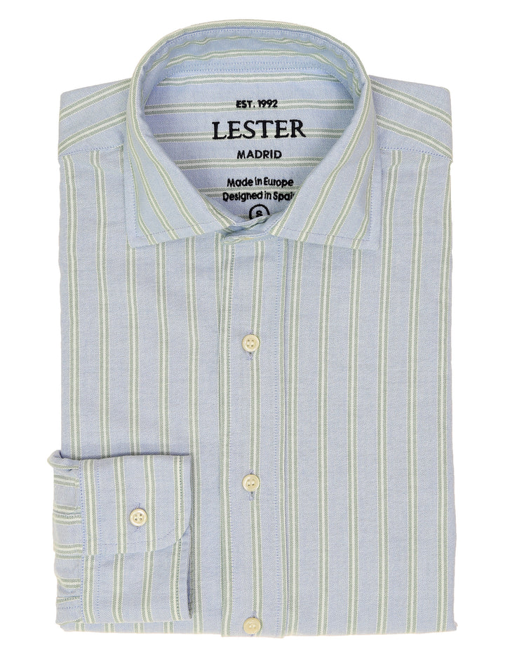 Camisa sport oxford dos rayas Azul/verde