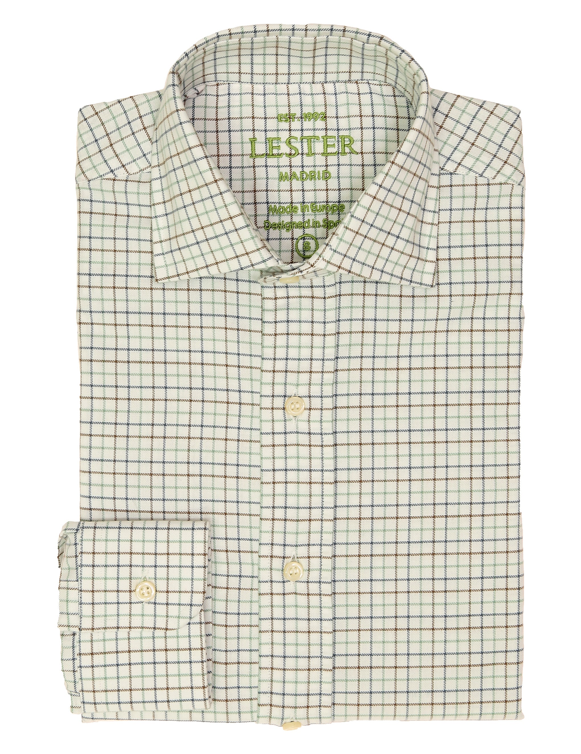 Camisa sport viela cuadro pequeño Azul/verde