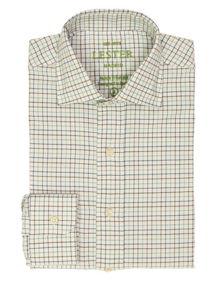 Camisa sport viela cuadro pequeño Azul/verde