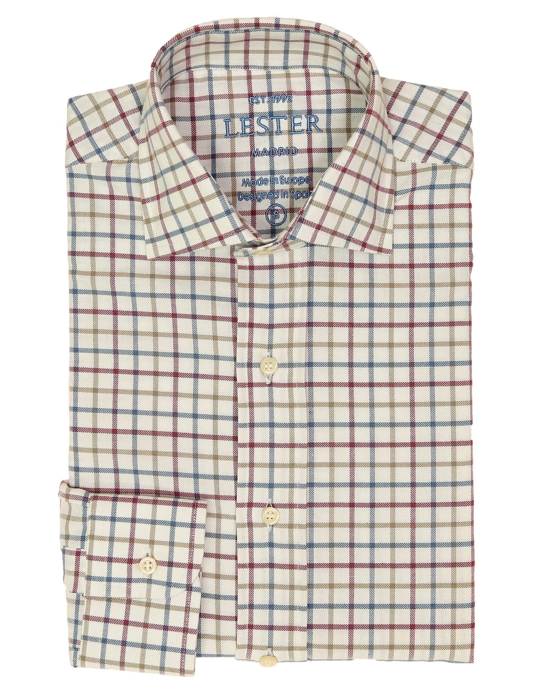 Camisa sport viela cuadro medio Azul/burdeos