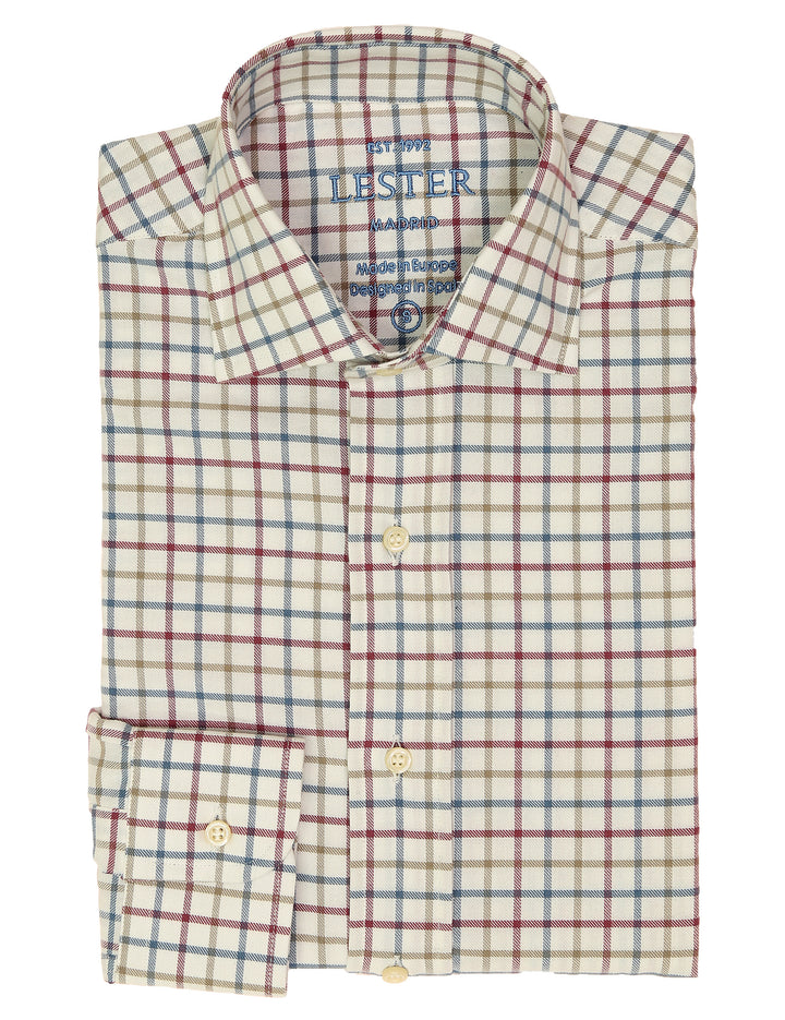 Camisa sport viela cuadro medio Azul/burdeos
