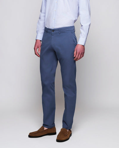Pantalón Chino Popelin Azul Medio