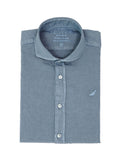 Camisa Lino Algodón Lavada Azul Oscuro