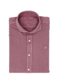Camisa Lino Algodón Lavada Burdeos
