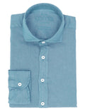 Camisa Lino Lisa Lavada Azul Medio