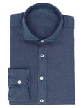Camisa Lino Lisa Lavada Azul Oscuro