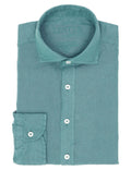 Camisa Lino Lisa Lavada Verde Oscuro