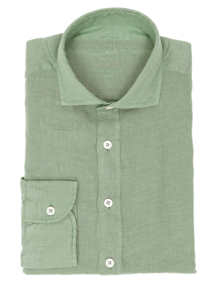 Camisa Lino Lisa Lavada Kaki