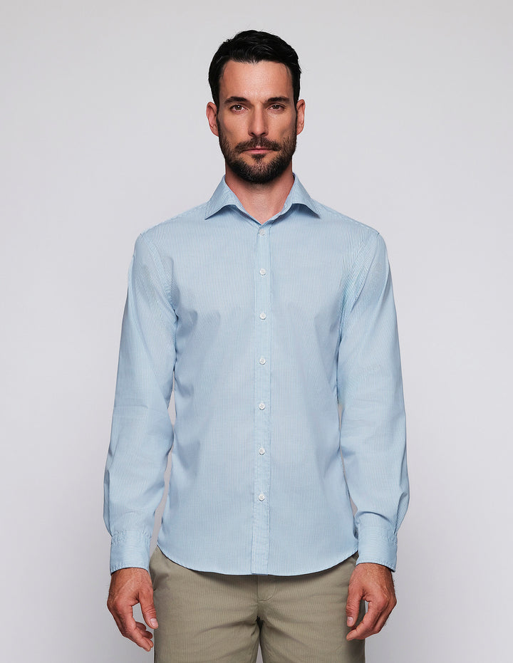 Camisa Sport Popelin Mil Rayas Azul