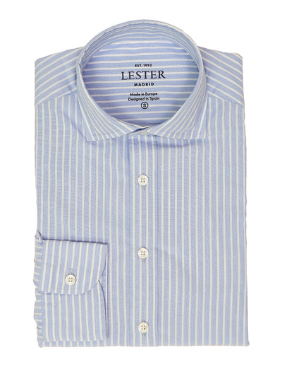 Camisa sport popelin raya media Azul