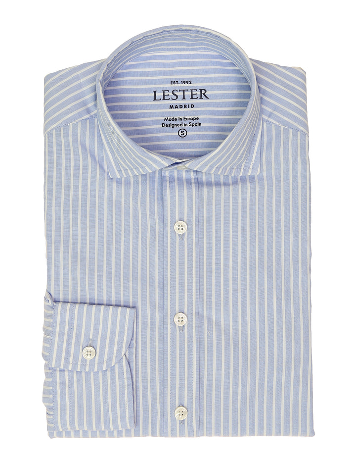 Camisa sport popelin raya media Azul