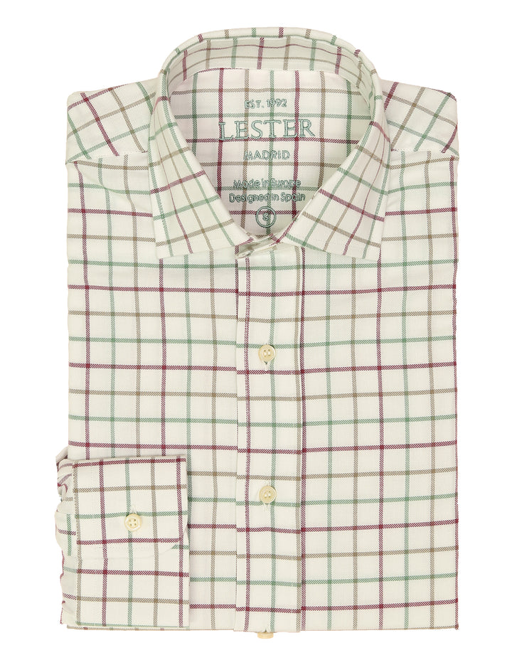 Camisa sport viela cuadro grande Verde/burdeos