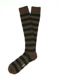 Calcetin Lana Cashmere Rayas Marrón/Verde
