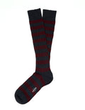 Calcetin Lana Cashmere Rayas Azul/Burdeos