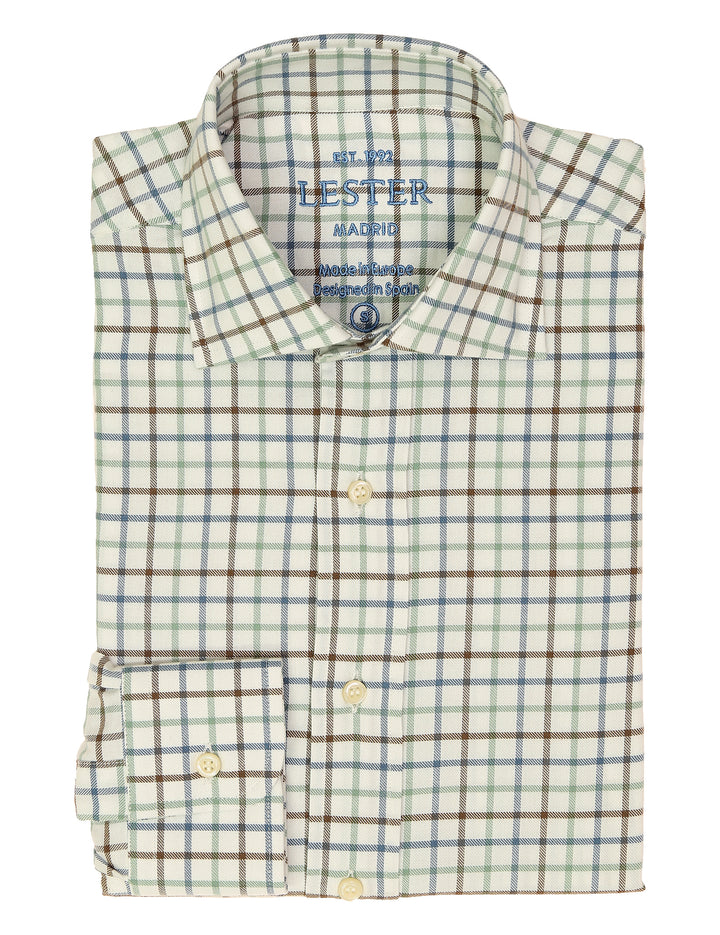 Camisa sport viela cuadro medio Azul/beige
