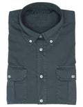 Camisa Sarga Bolsillos Tintada Azul