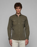 Camisa Sarga Bolsillos Tintada Verde