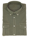 Camisa Sarga Bolsillos Tintada Verde