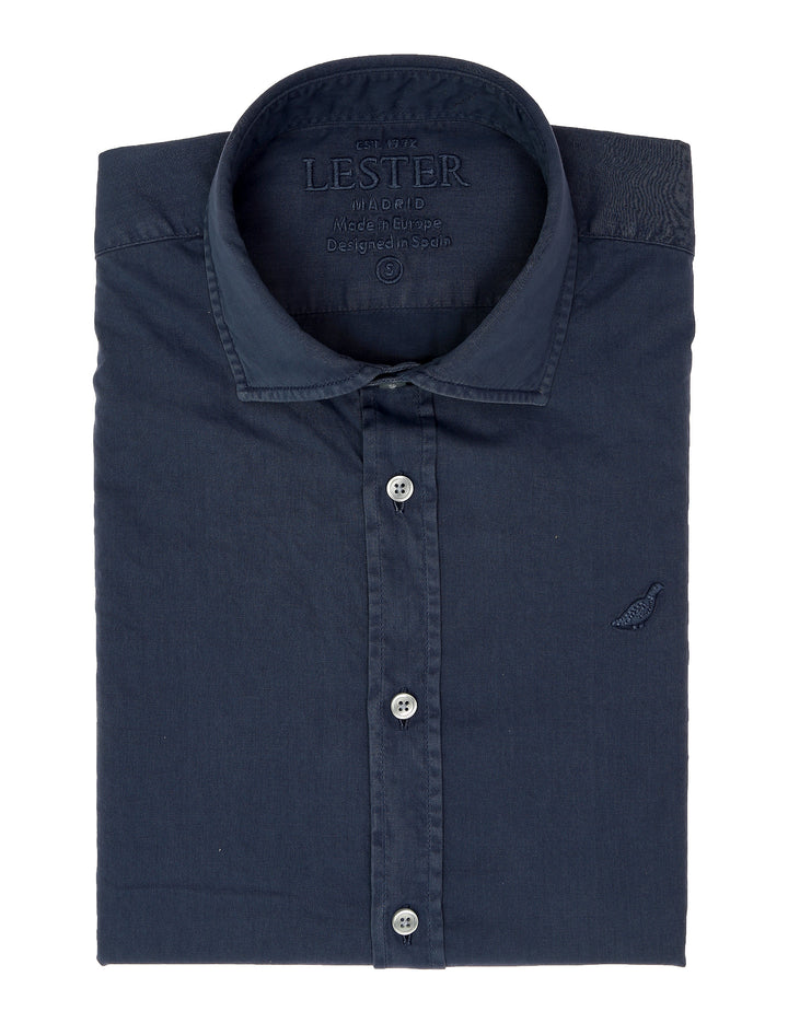 Camisa sarga tintada Azul oscuro