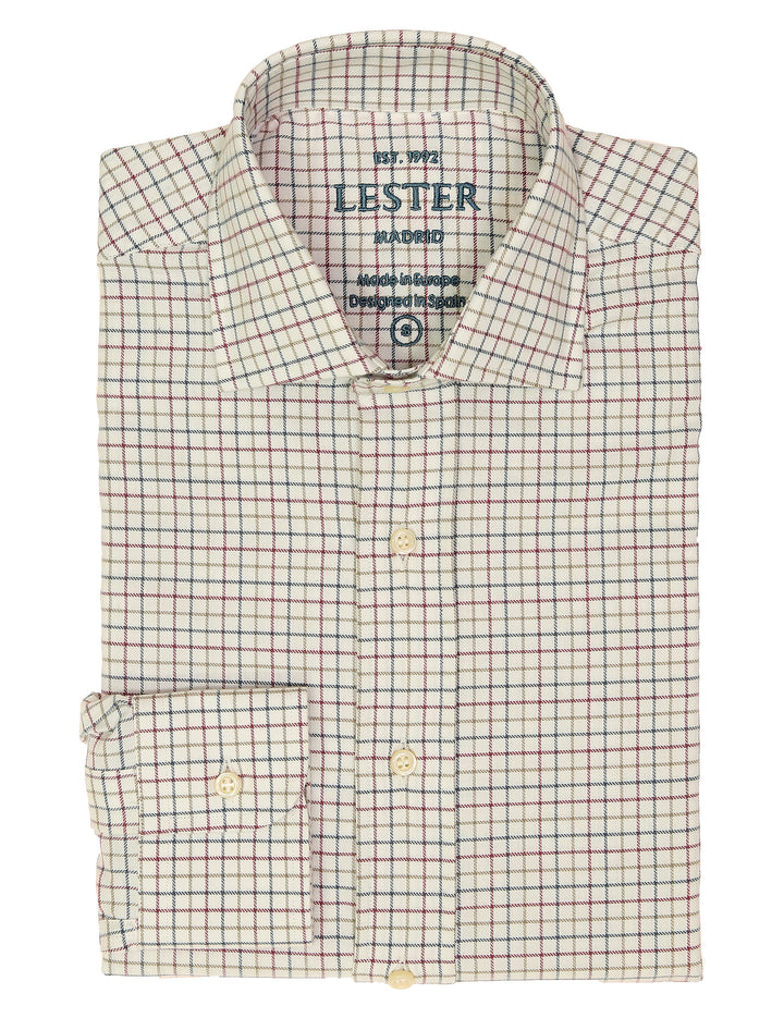 Camisa sport viela cuadro pequeño Azul/burdeos