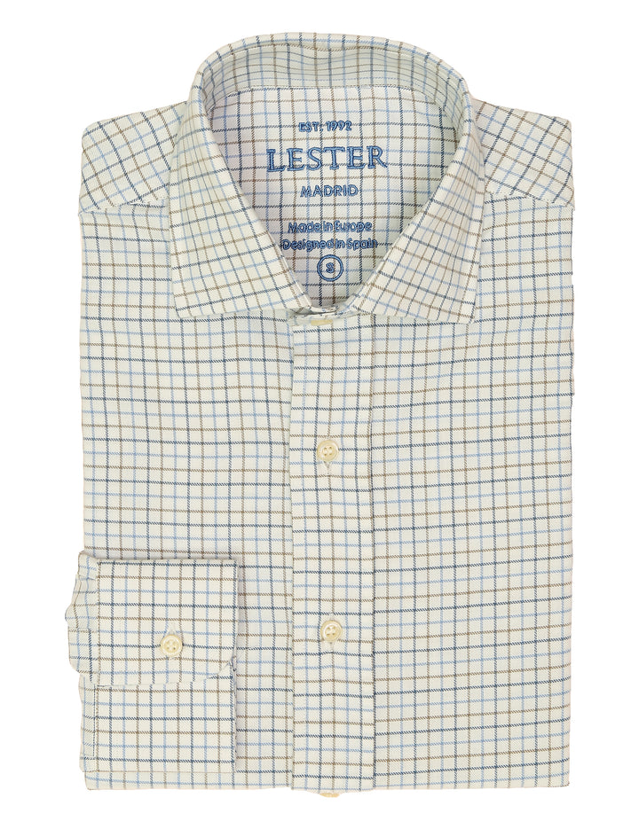 Camisa sport viela cuadro pequeño Azul/azul claro