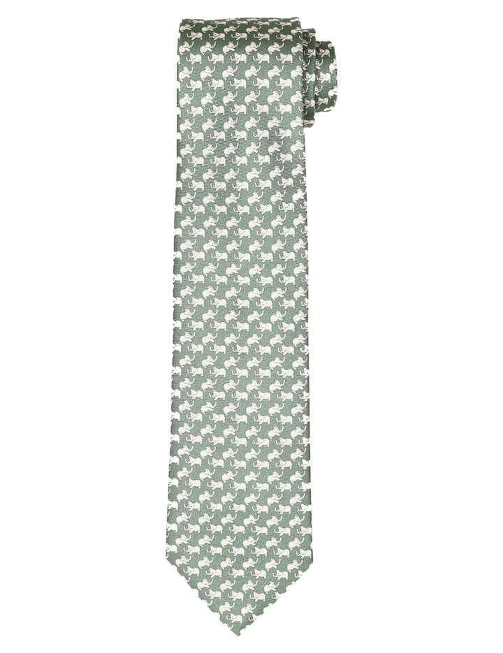 Corbata elefantes Verde/gris