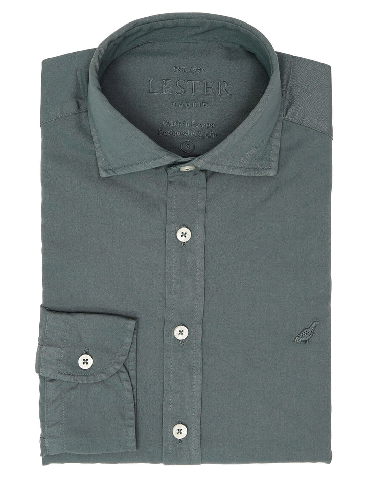 Camisa sarga tintada Azul medio