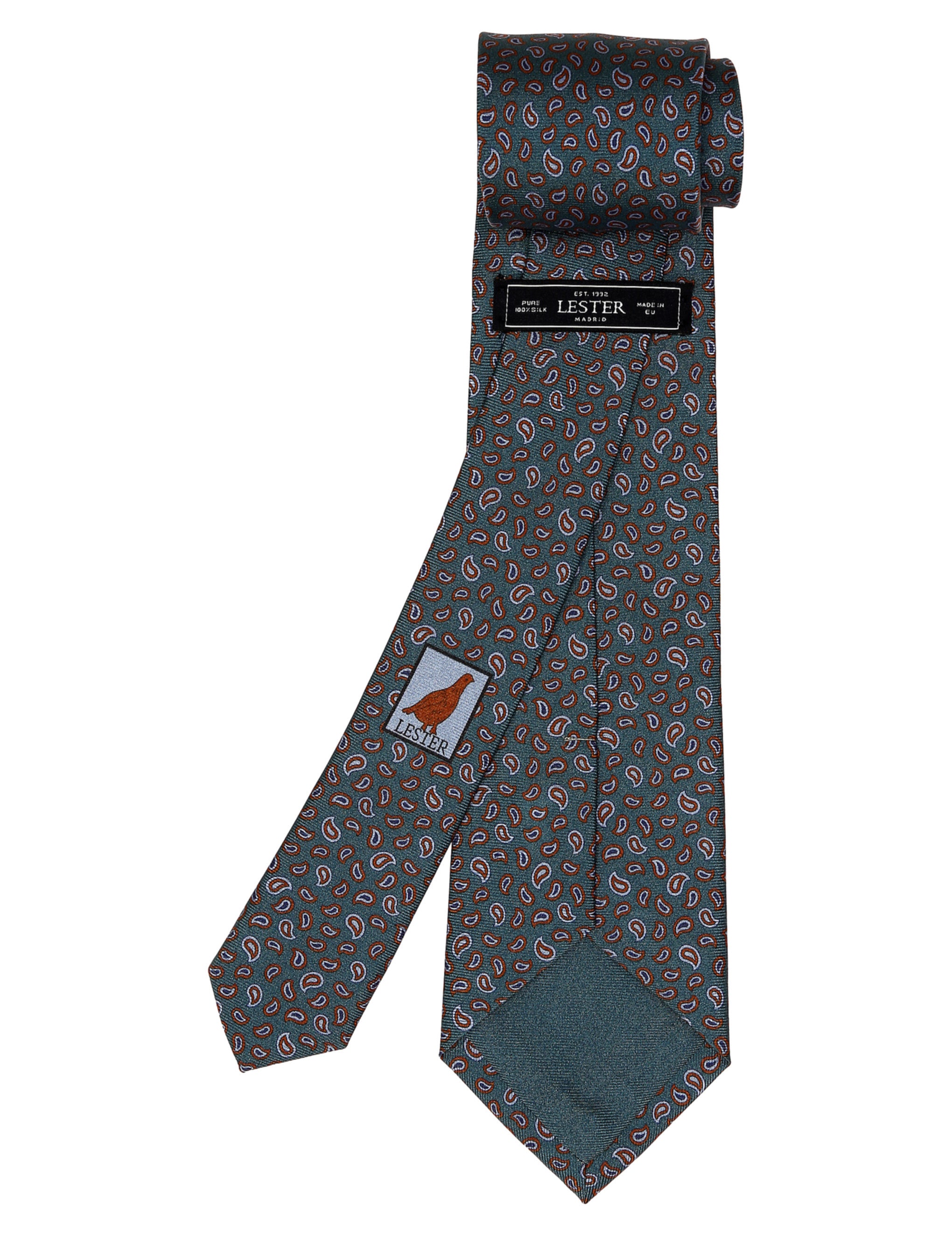 Corbata cashmeres pequeños Petroleo/camel