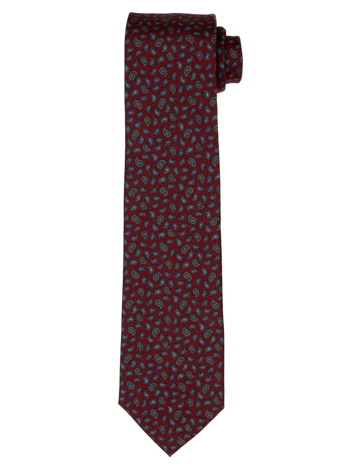 Corbata cashmeres pequeños 114burdeos verde