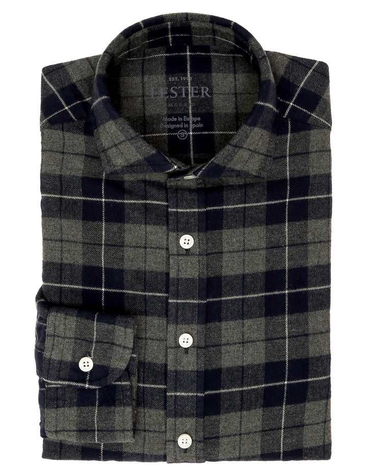 Camisa sport escocesa melange Azul/gris