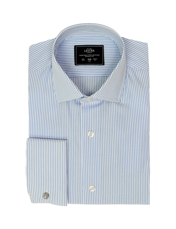 Camisa vestir raya separada Azul