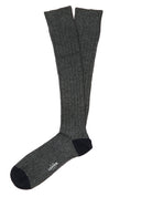 Calcetin lana cashmere liso puntera Gris