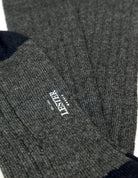 Calcetin lana cashmere liso puntera Gris