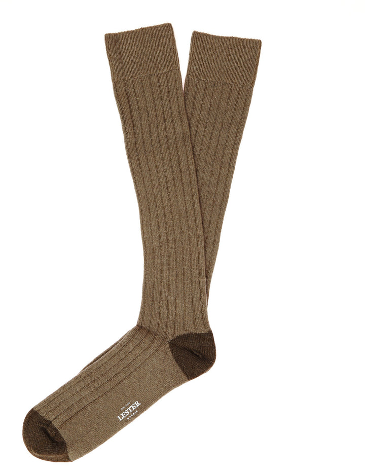 Calcetin lana cashmere liso puntera Verde oscuro