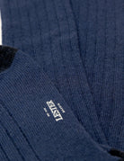Calcetin lana cashmere liso puntera Azul medio