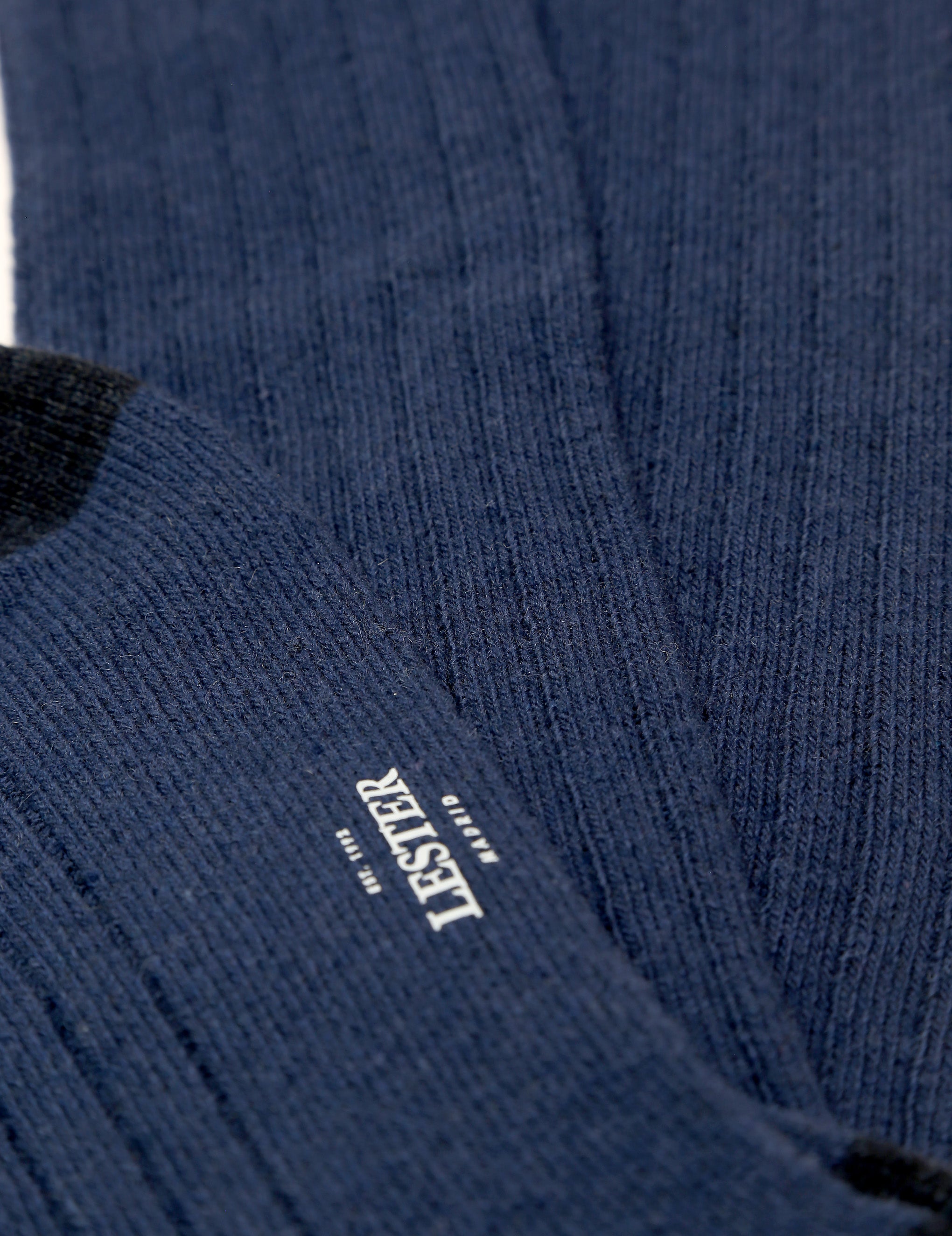 Calcetin lana cashmere liso puntera Azul medio