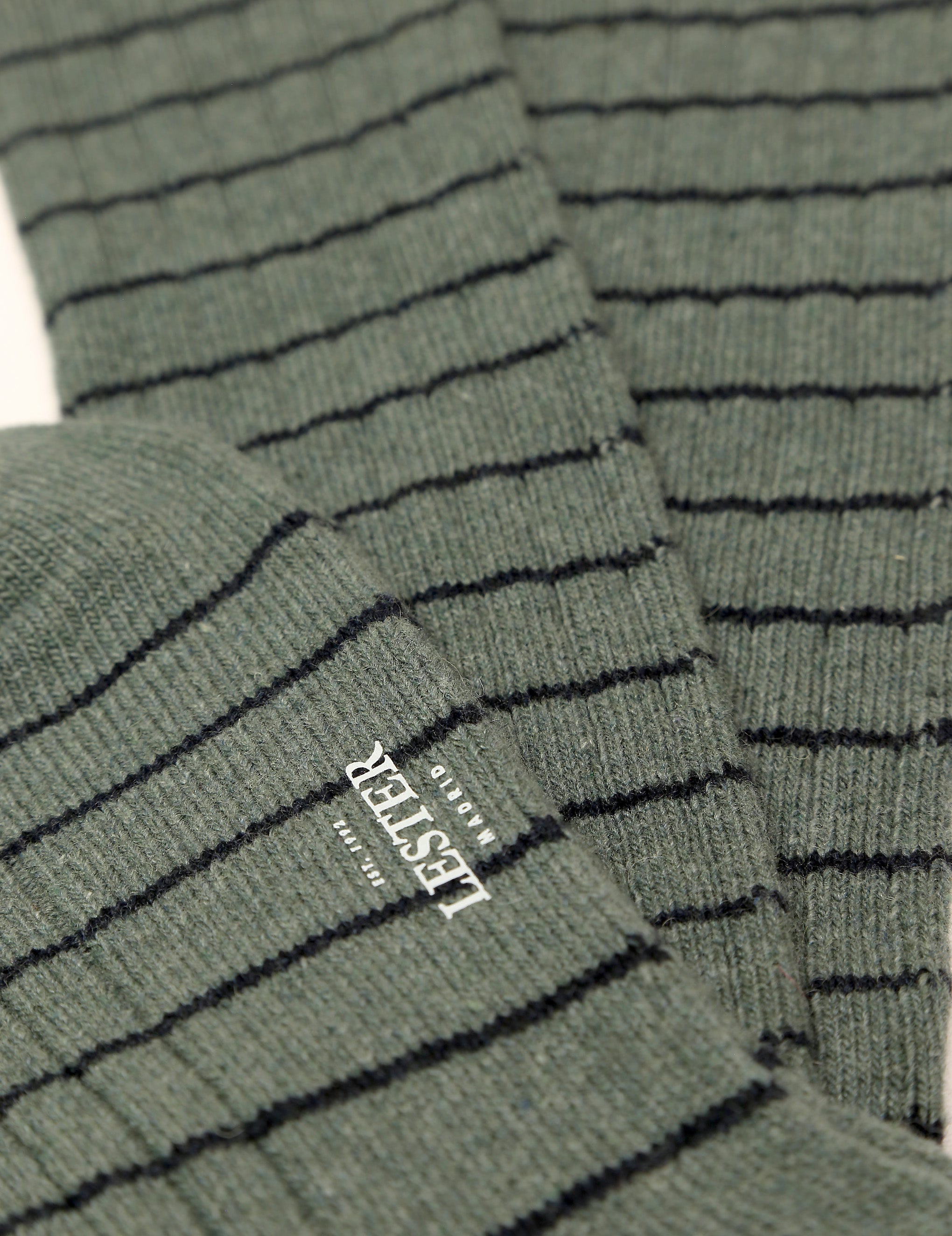 Calcetin lana cashmere rayas Marron/verde