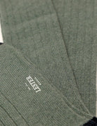 Calcetin lana cashmere liso puntera Verde medio