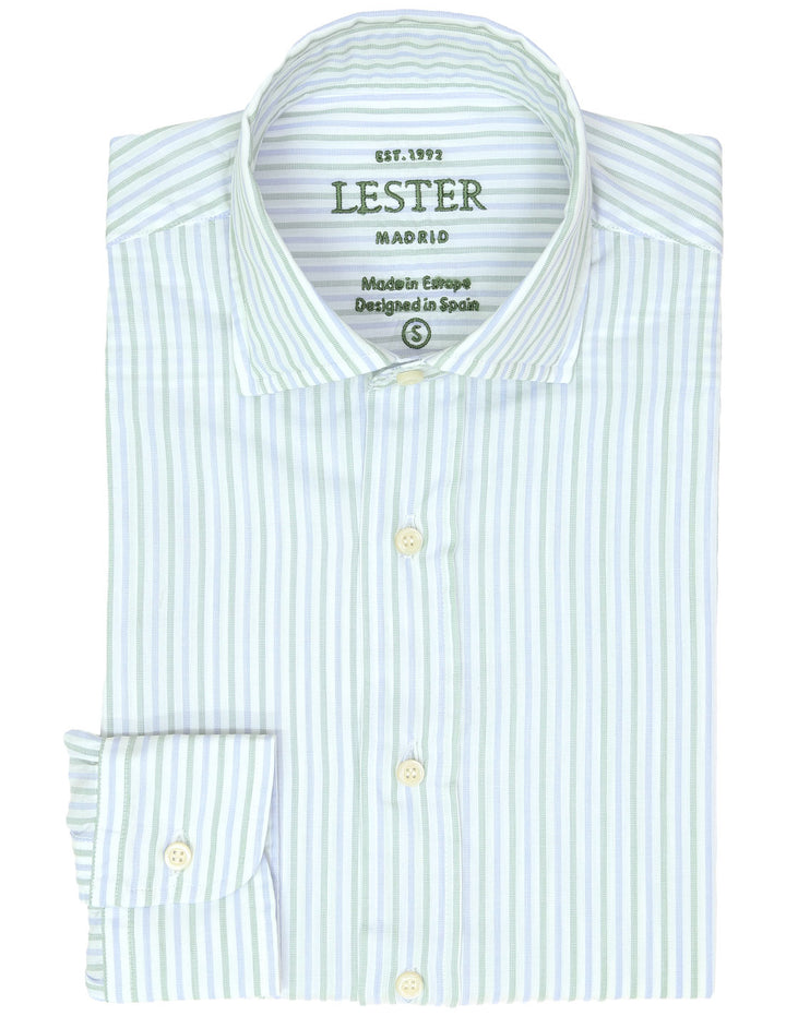 Camisa sport lavada  raya bicolor Azul/verde