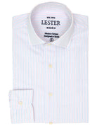 Camisa sport lavada  raya fina bicolor Azul/rosa
