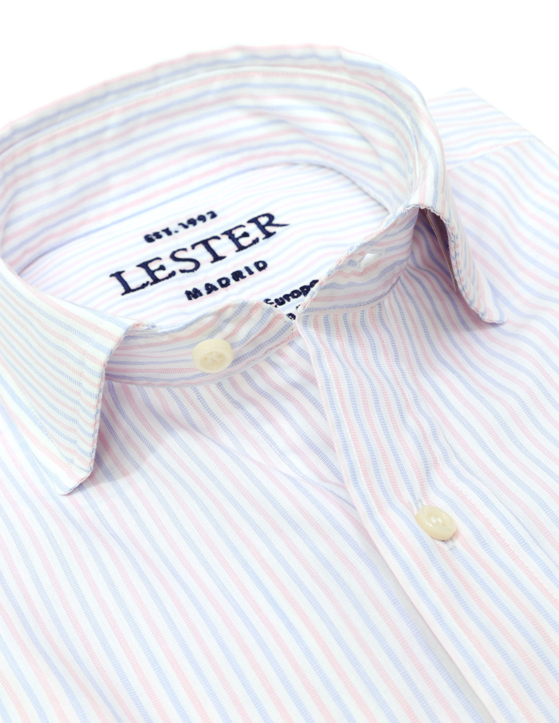Camisa sport lavada  raya fina bicolor Azul/rosa
