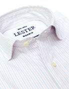 Camisa sport lavada  raya fina bicolor Azul/rosa