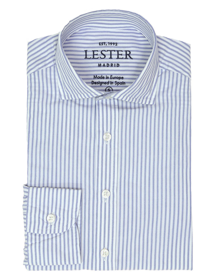 Camisa sport popelin doble raya Azul/azul