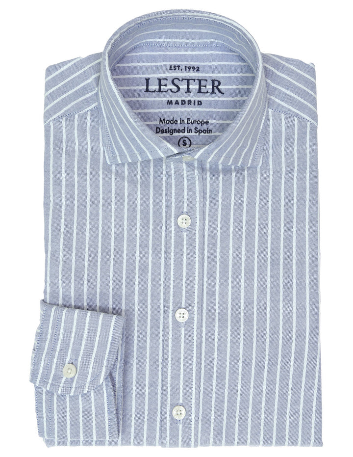 Camisa sport oxford raya ancha Azul