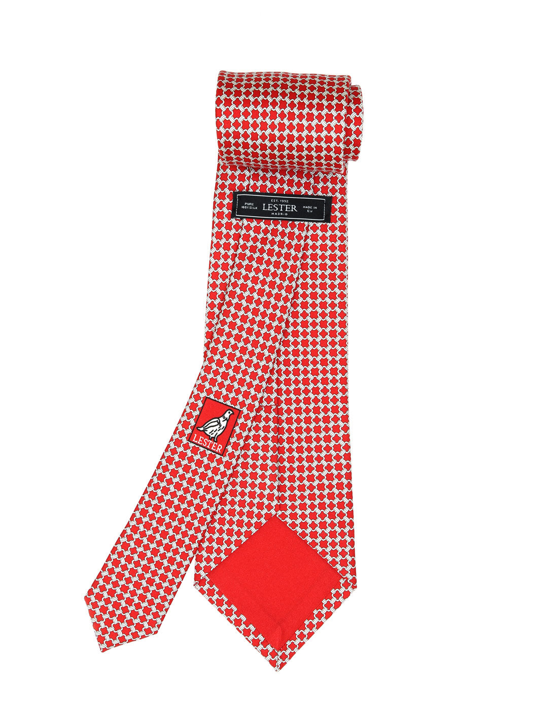 Corbata nudo cuadro Rojo/beige