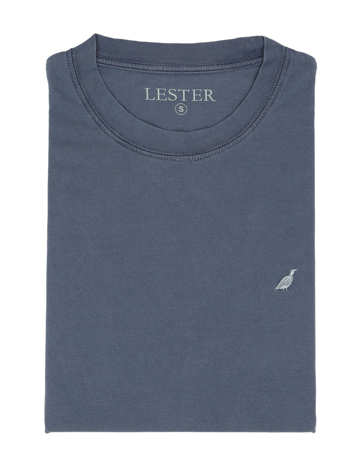 Camiseta lavada perdiz bordada Azul