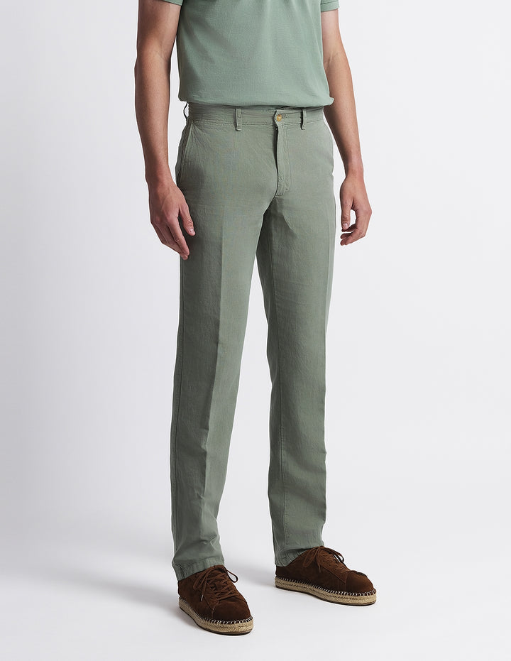 Pantalón lino algodón tencel Verde