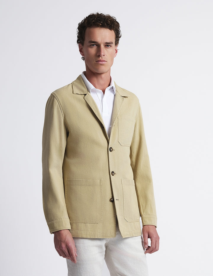 Chaqueta sarga lavada Beige